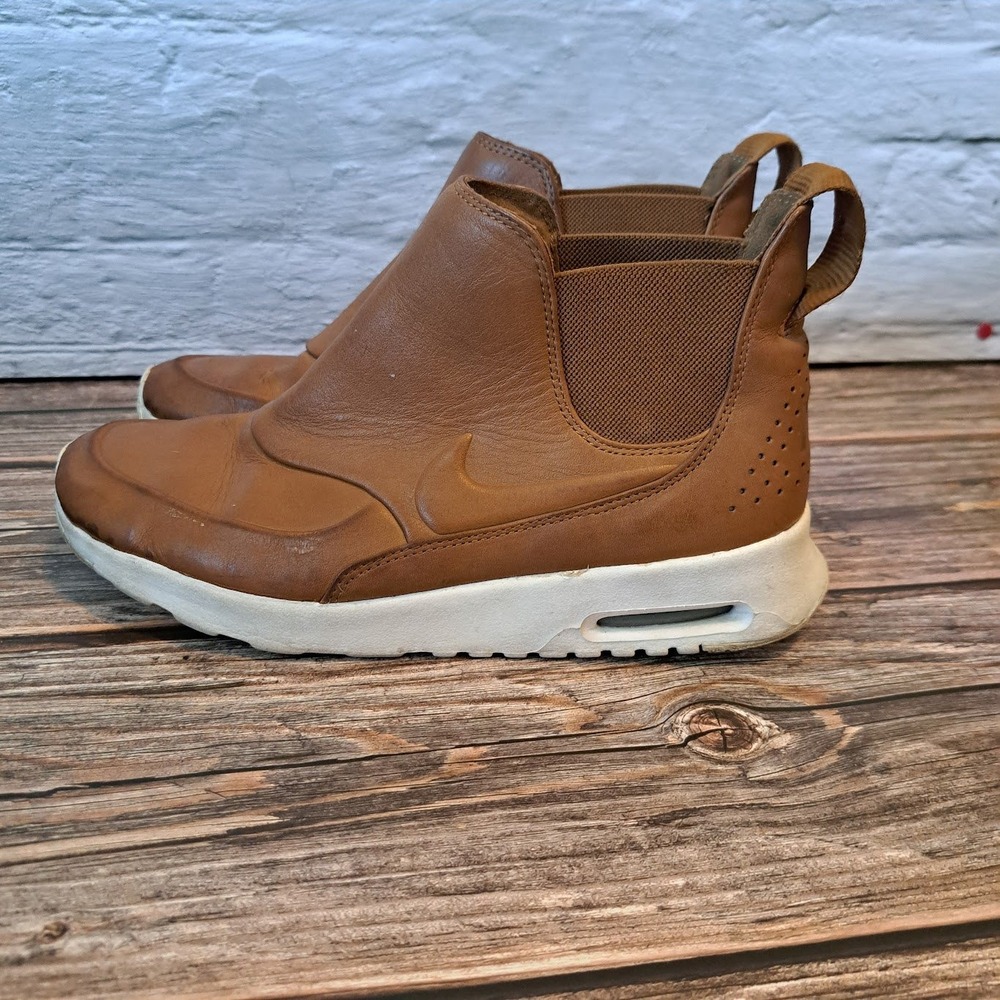Nike Air Max Thea Mid Ale Brown Leather Chelsea Boot Sneakers 859550-200 Mens 8